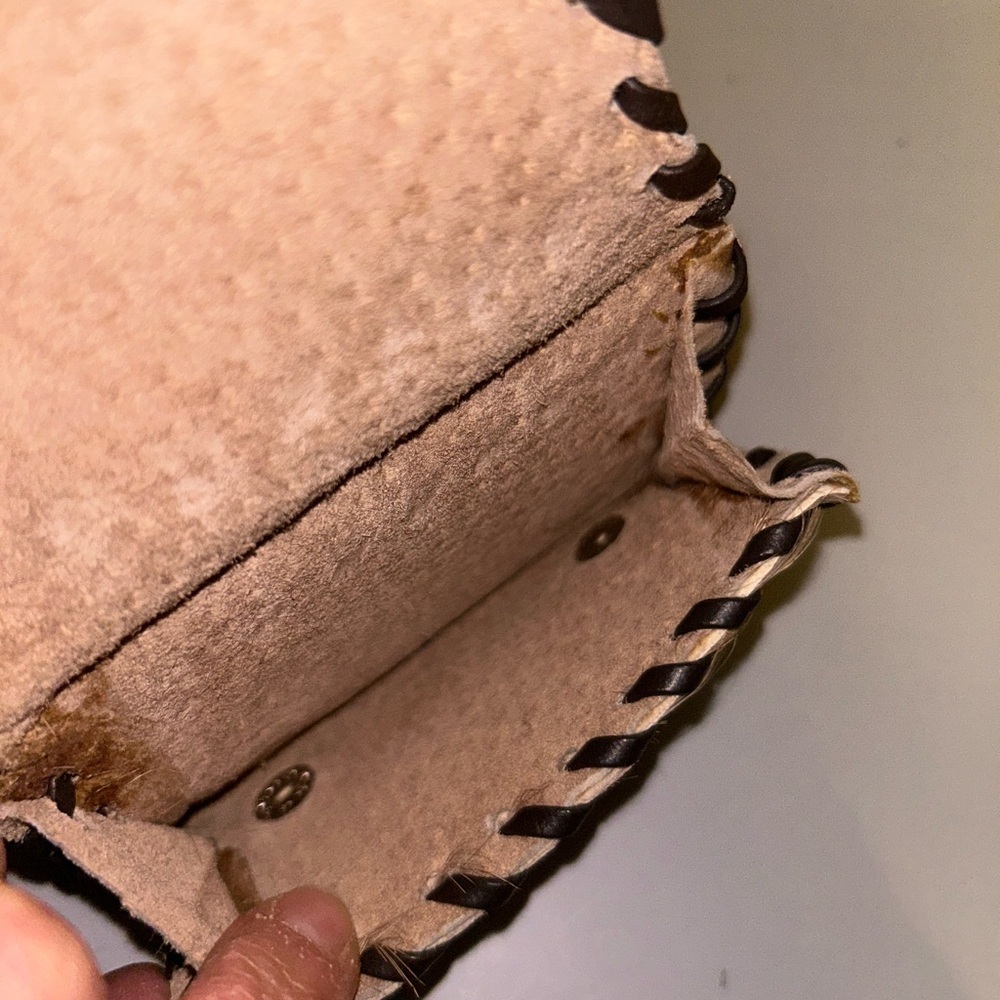 Euc Vintage Newey England handmade mini trifold animal hair leather wallet - Picture 7 of 11
